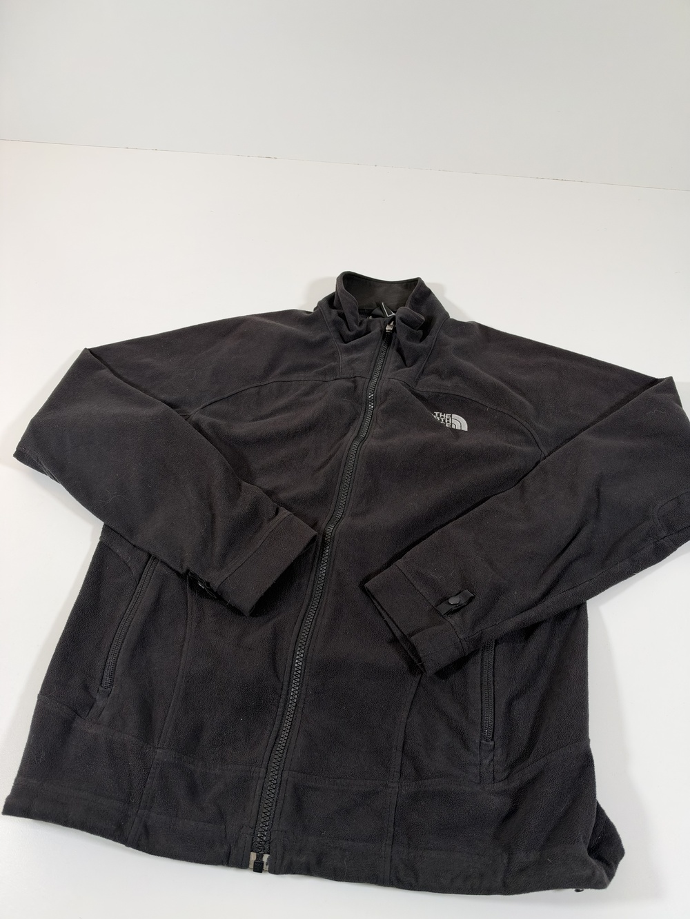 The North Face Jacket Mens L Black Fleece Full Zip Outdoor Hiking Pockets Logo